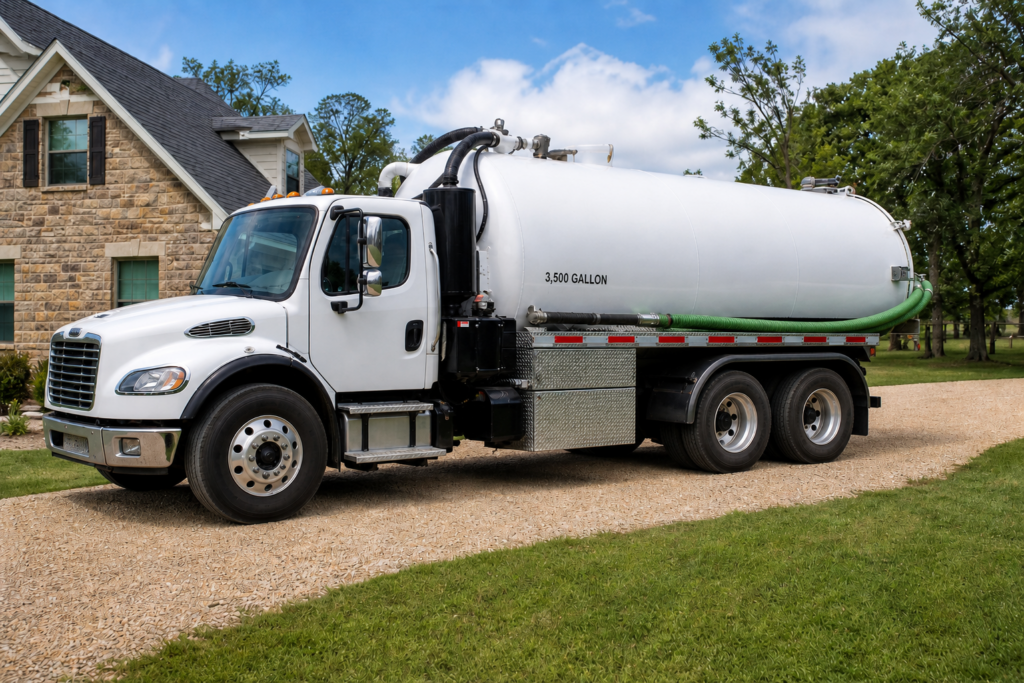 3,500-gallon vacuum truck of the type used in a typical septic pumping business